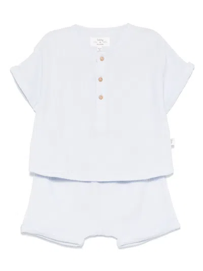 Teddy & Minou Babies' Seersucker Shorts Set In Blue