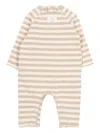 Teddy & Minou Striped Long-sleeved Romper In Neutral