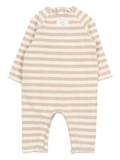 Teddy & Minou Babies' Striped Long-sleeved Romper In Neutral