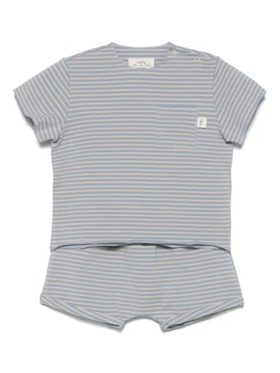 Teddy & Minou Babies' Striped Shorts Set In Blue