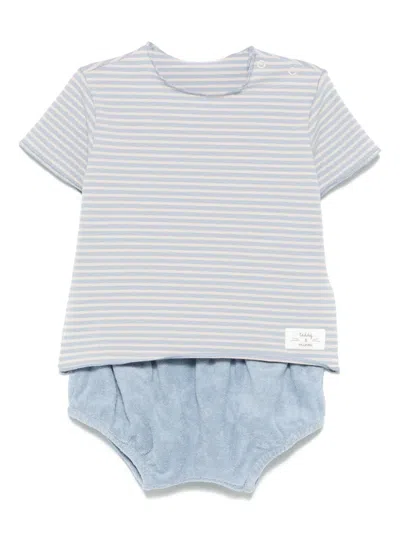Teddy & Minou Babies' Striped Shorts Set In Blue