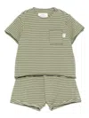Teddy & Minou Striped Shorts Set In Green