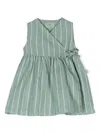 Teddy & Minou Striped Wrap Dress In Green