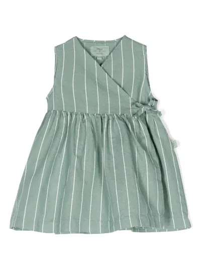 Teddy & Minou Babies' Striped Wrap Dress In Green
