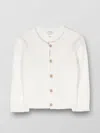 Teddy & Minou Button-up Ribbed-knit Cardigan In White