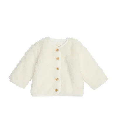 Teddy & Minou Kids' Teddy Fleece Cardigan In White