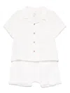 Teddy & Minou Textured Shirt And Shorts Set In White
