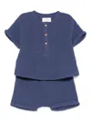 Teddy & Minou Textured T-shirt And Shorts Set In Blue