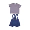 Teddy & Minou Two-piece Cotton Set Kids In Blue