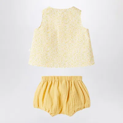 Teddy & Minou Unisex Floral Print Outfit In Yellow