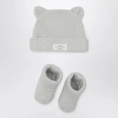 Teddy & Minou Unisex Mini Two-piece Set In Cozy Loop Knit In Gray