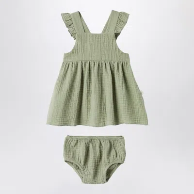 Teddy & Minou Unisex Ruffled Mini Dress With Sage Green-inspired Charm