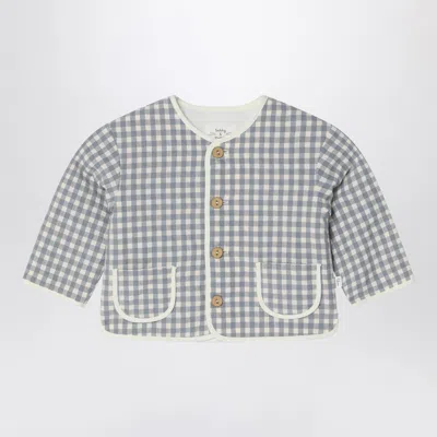 Teddy & Minou Unisex Vichy Pattern Mini Jacket With Teddy Soft Touch In Gray