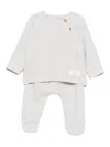 Teddy & Minou Waffle-knit Trousers (set Of Two) In Gray