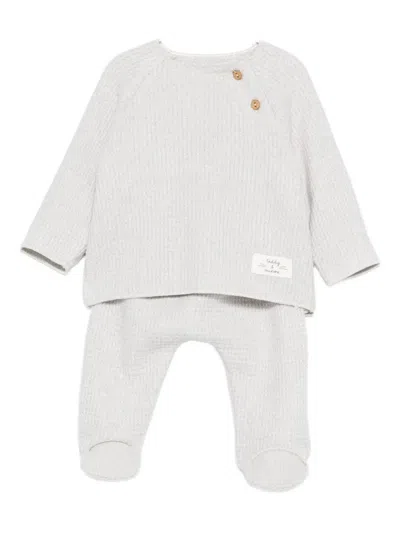 Teddy & Minou Babies' Waffle-knit Trousers (set Of Two) In Gray