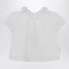 Teddy & Minou White Blouse With Ruffles In Cotton In White