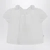 Teddy & Minou White Blouse With Ruffles In Cotton In White