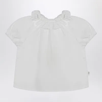 TEDDY & MINOU WHITE BLOUSE WITH RUFFLES IN COTTON