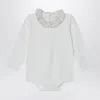 Teddy & Minou White Bodysuit With Neckline And Floral Print In White