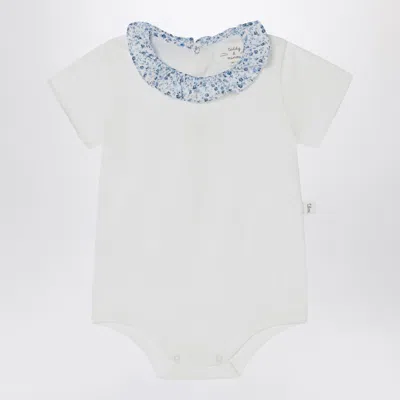 Teddy & Minou White Mini Romper With Liberty Fabric Collar
