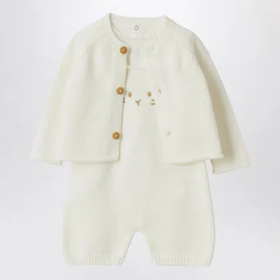 Teddy & Minou White Outfit With Jacket And Overalls In Neutral