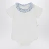 Teddy & Minou White Romper With Liberty Fabric Collar In White