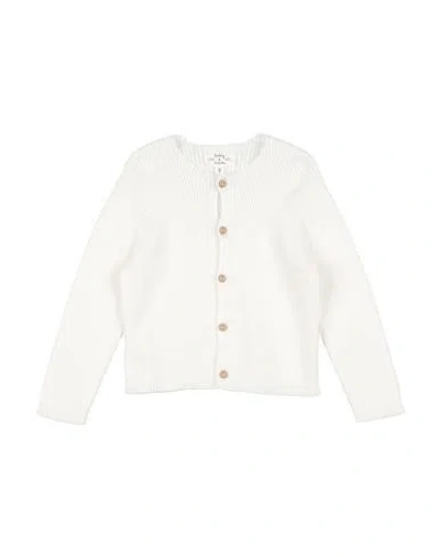 Teddy & Minou Babies'  Toddler Girl Cardigan Ivory Size 3 Cotton In White