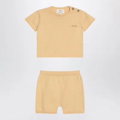 Teddy & Minou Yellow Outfit In Cotton In Nude
