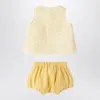 Teddy & Minou Yellow Outfit With Floral Print In Metal