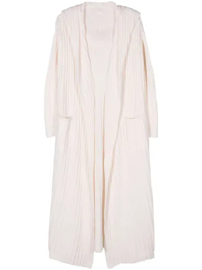 Teddy Cashmere Amalfi Ribbed Midi Cardi-coat In 中性色