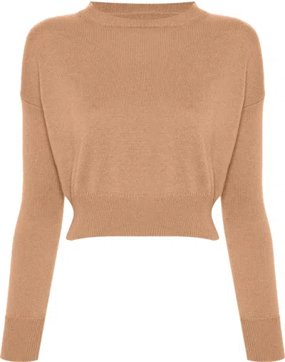 Teddy Cashmere Genova Cashmere Crop Top In Braun
