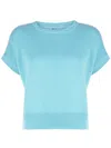 Teddy Cashmere Knitted Cashmere Crop Top In Blue