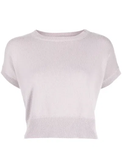 Teddy Cashmere Knitted Cashmere Crop Top In Grey