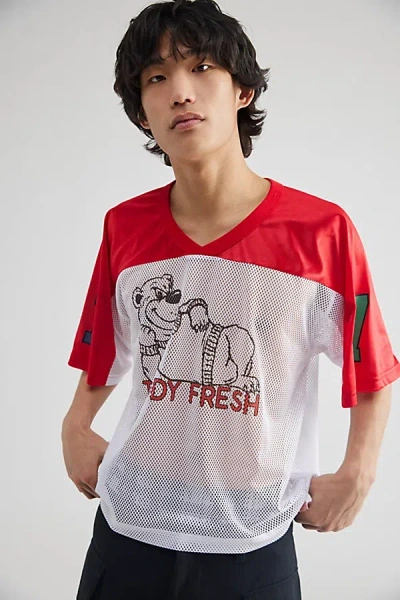 Teddy Fresh Bear Boxy Hockey Jersey Tee In White At Urban Outfitters