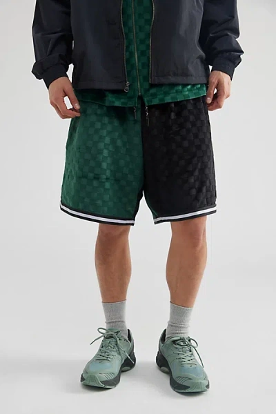 Teddy Fresh Checked Out Velour Short In Dark Green At Urban Outfitters