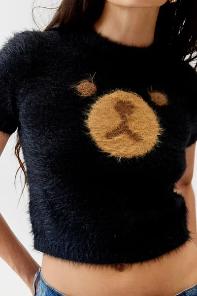 Teddy Fresh Fluffy Bear Sweater In Black At Urban Outfitters
