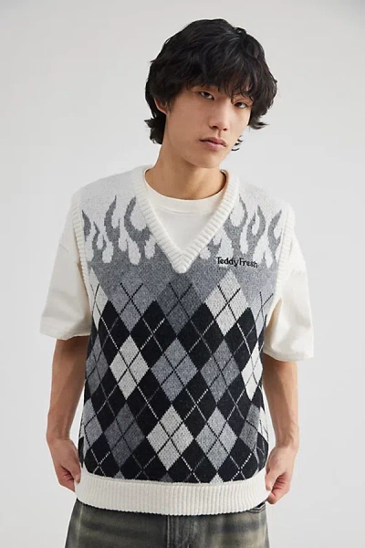 Teddy Fresh In Flames Sweater Vest In Grey At Urban Outfitters