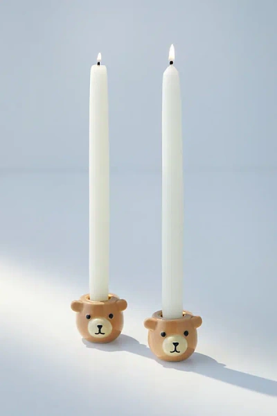 Teddy Fresh Uo Exclusive Taper Candle Holder - Set Of 2 In Brown At Urban Outfitters