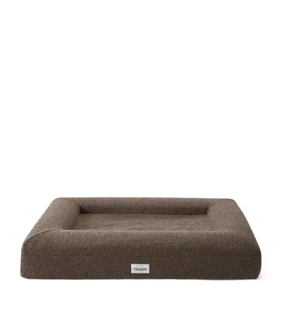 Teddy London Medium Bouclé Dog Bed In Brown