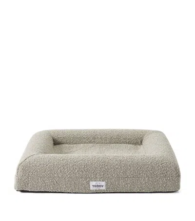 Teddy London Small Bouclé Dog Bed In Gray