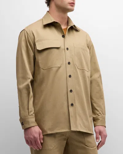 Teddy Vonranson Men's Drill Button-down Shirt In Khaki