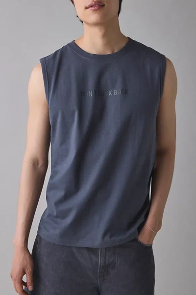 Tee Library Don't Look Back Graphic Muscle Tee In Dark Grey At Urban Outfitters