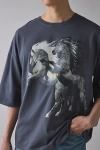 TEE LIBRARY LA LIBERTA GRAPHIC OVERSIZED FIT TEE IN DARK GREY, MEN'S AT URBAN OUTFITTERS