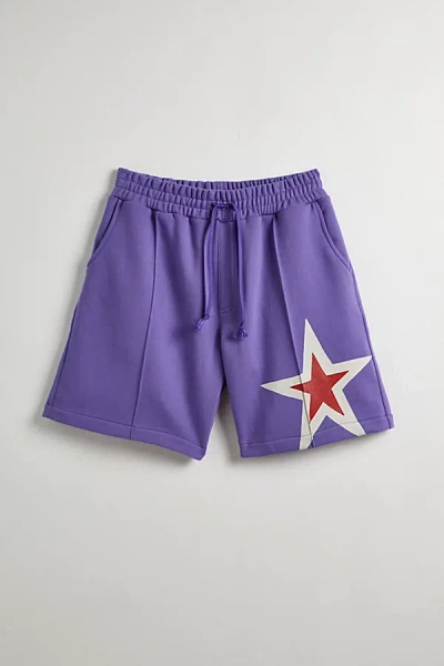Tee Library Star Pintuck Sweat Short Top In Purple At Urban Outfitters