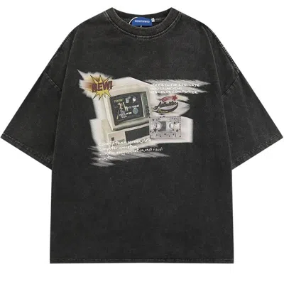 Pre-owned Tee X Vintage 90's Design Computer Printed Vintage T Shirt In Black