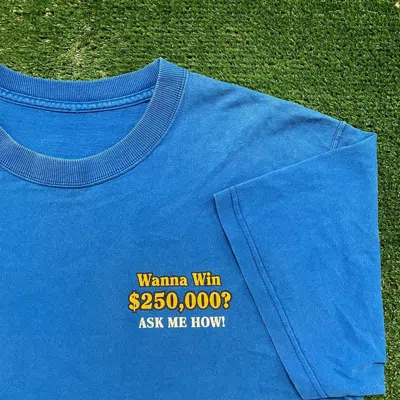 Pre-owned Tee X Vintage 90's Florida Lottery Slogan Funny Quote Blue Tee