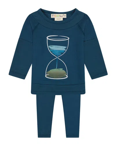 Teela Nyc Kids' Hour Glass Rib Detail Set In Blue