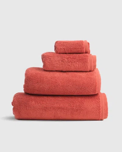 Teema Towels Ribbed Bath Towels In Terracotta, Full Set In Red