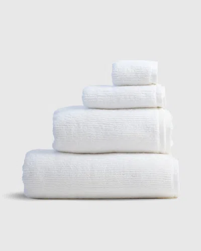 Teema Towels Ribbed Bath Towels In White, Full Set
