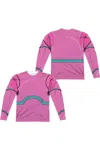 Teen Titans Go To The Movies Balloon Man Uniform (front/back Print) Long Sleeve Adult Poly Crew Tee / T-shirt In Pink
